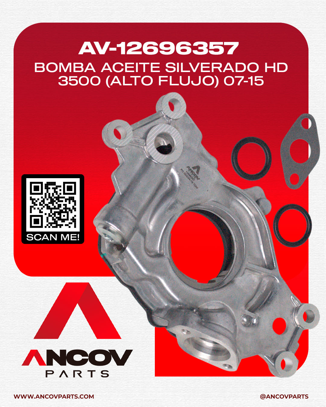 BOMBA ACEITE SILVERADO HD 3500 (ALTO FLUJO) 07-15 ANCOV (1AÑO)